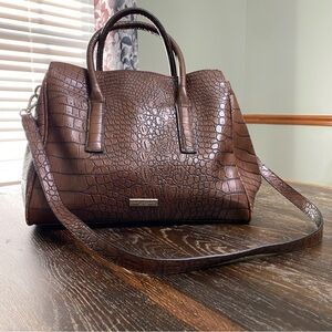Christian Siriano Brown Croc Embossed Handbag Purse